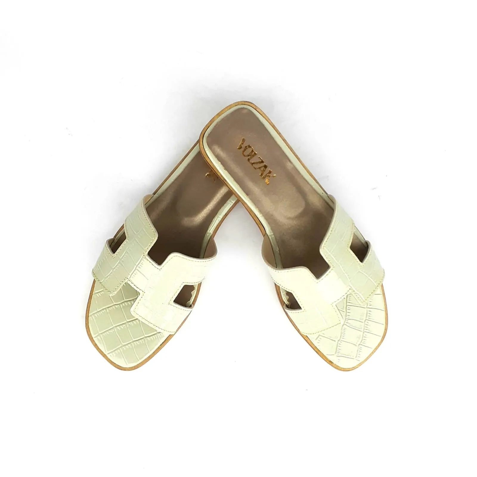 015 Sandale en cuir beige