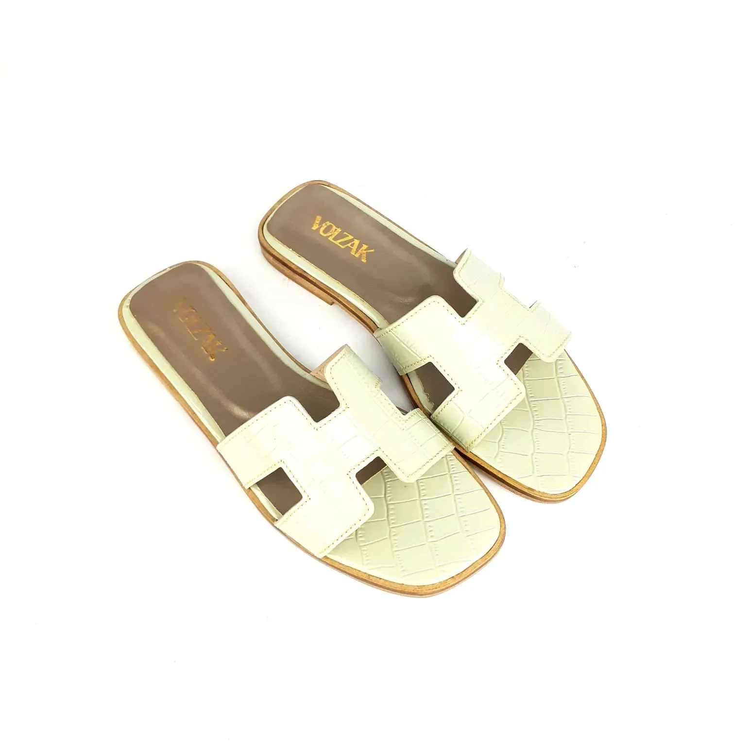 015 Sandale en cuir beige