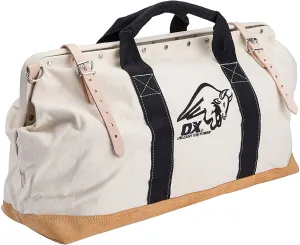 24 Inch Canvas Mason Tool Bag | Nylon Strap Handles & Suede Leather Bottom