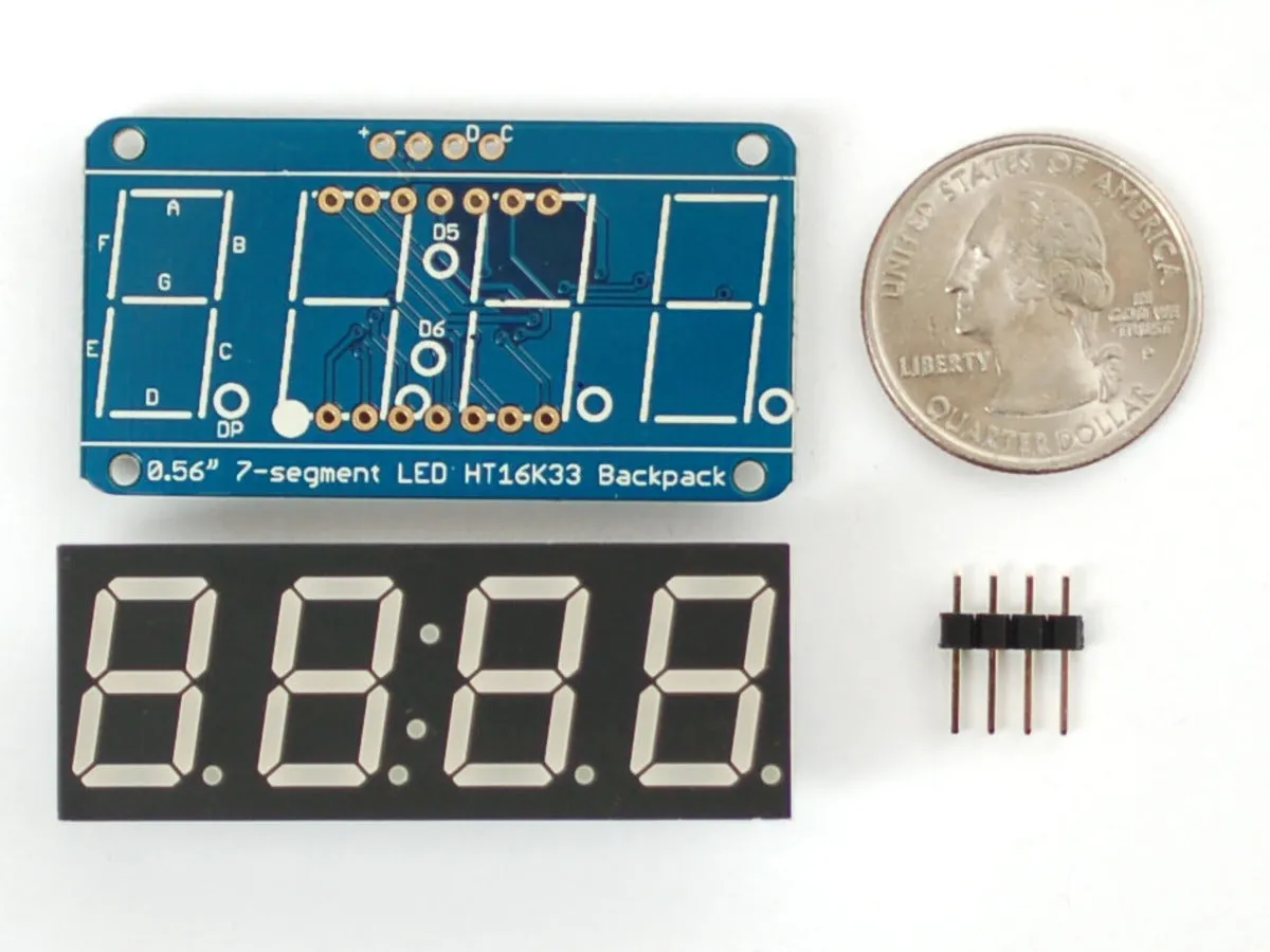 Adafruit 0.56\" 4-Digit 7-Segment Display w/I2C Backpack - Red"