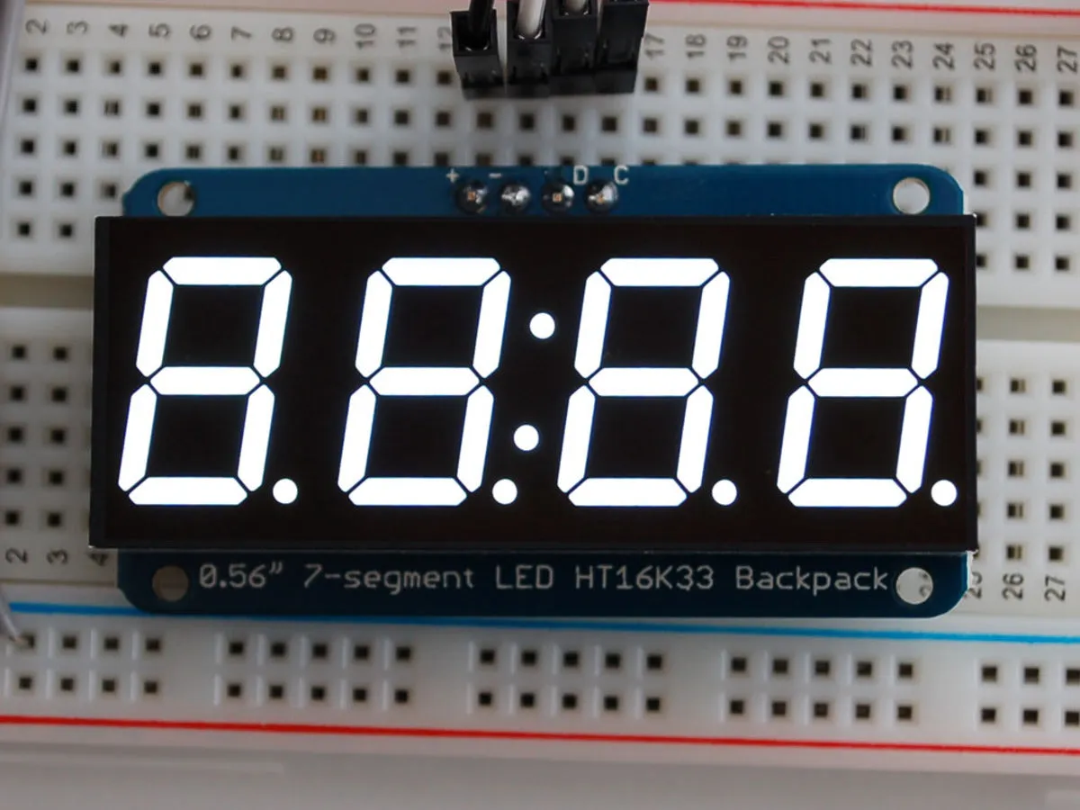 Adafruit 0.56\" 4-Digit 7-Segment Display w/I2C Backpack - White"