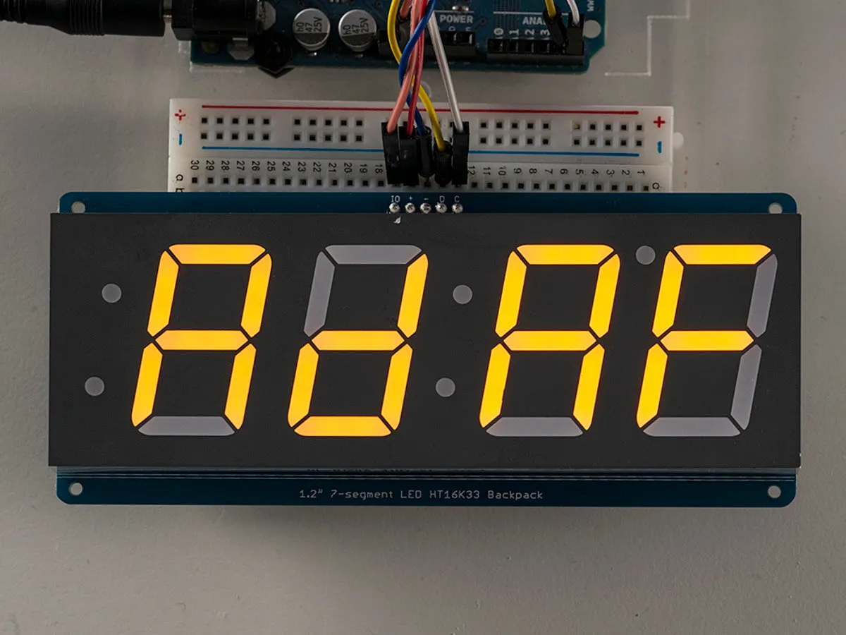 Adafruit 1.2\" 4-Digit 7-Segment Display w/I2C Backpack - Yellow"