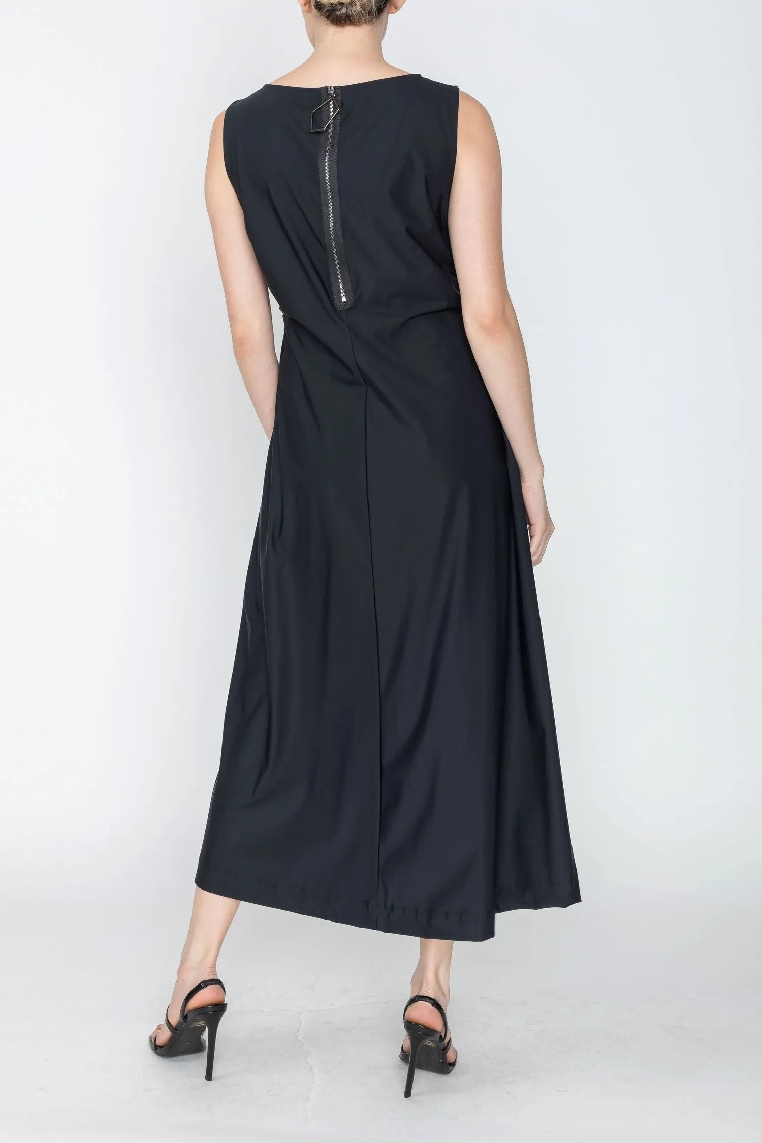 Black Side Drape Tank Dress