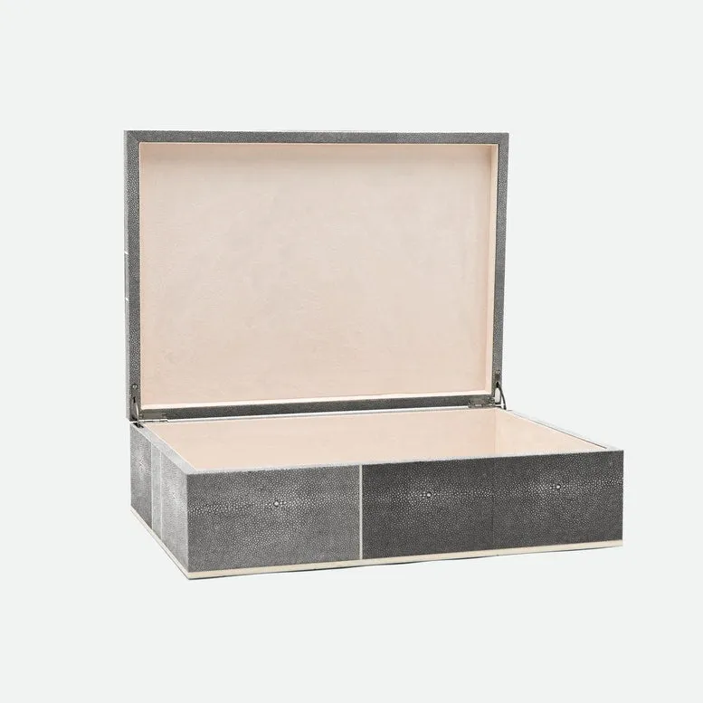 Breck Extra Large Box Cool Gray Faux Shagreen