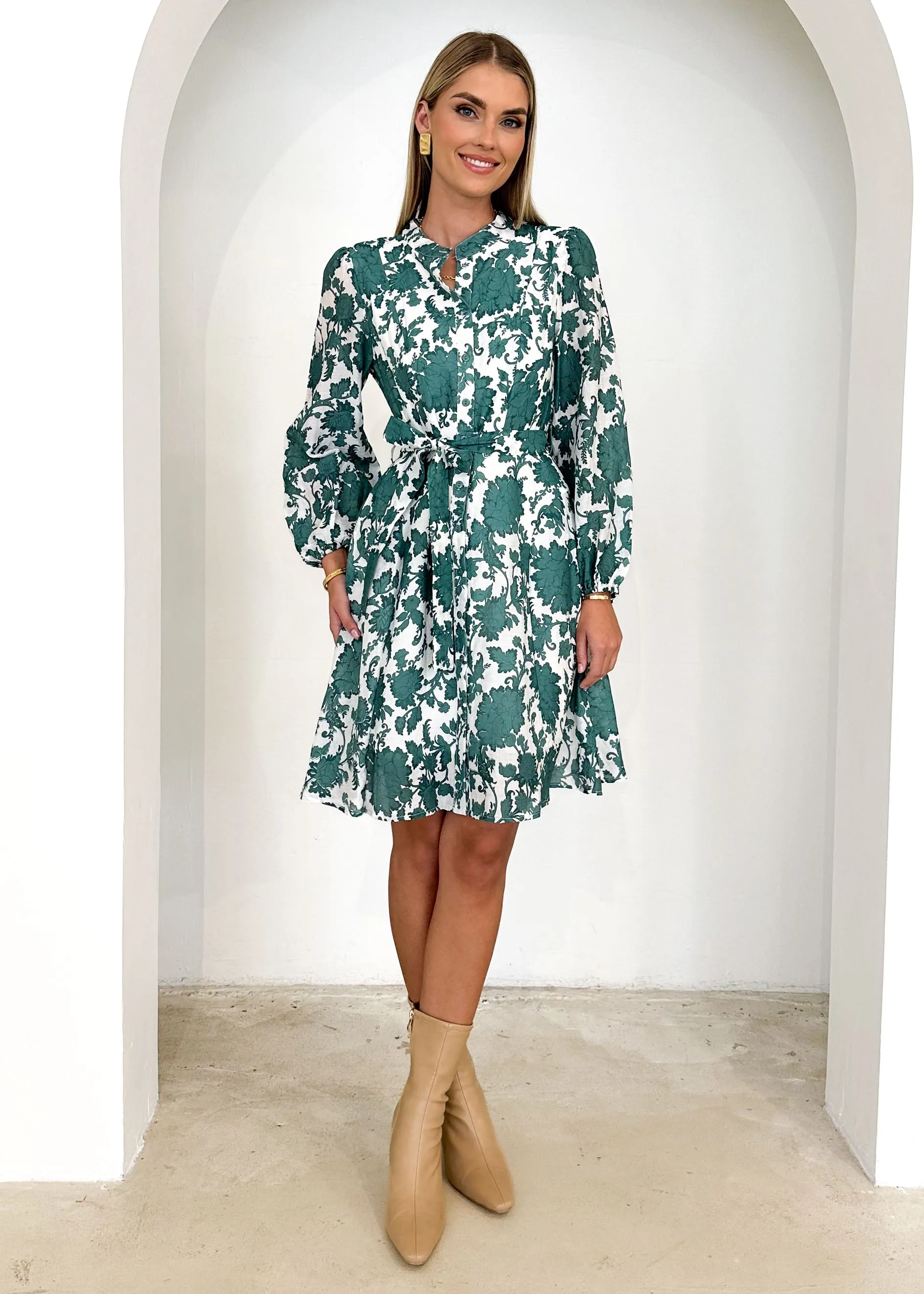 Dessair Dress - Green Floral