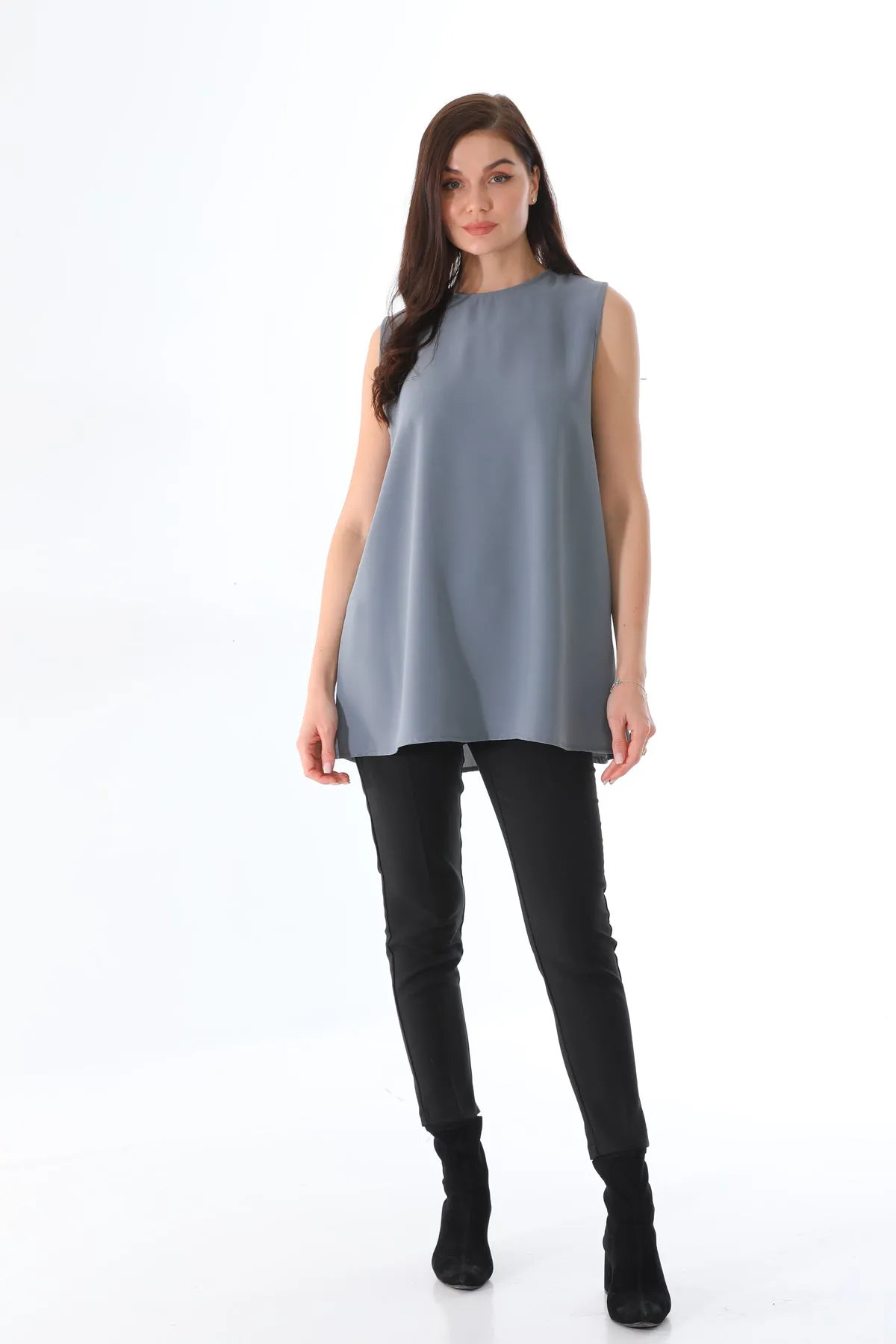 ETC 4053 Sleeveless Tunic Gray