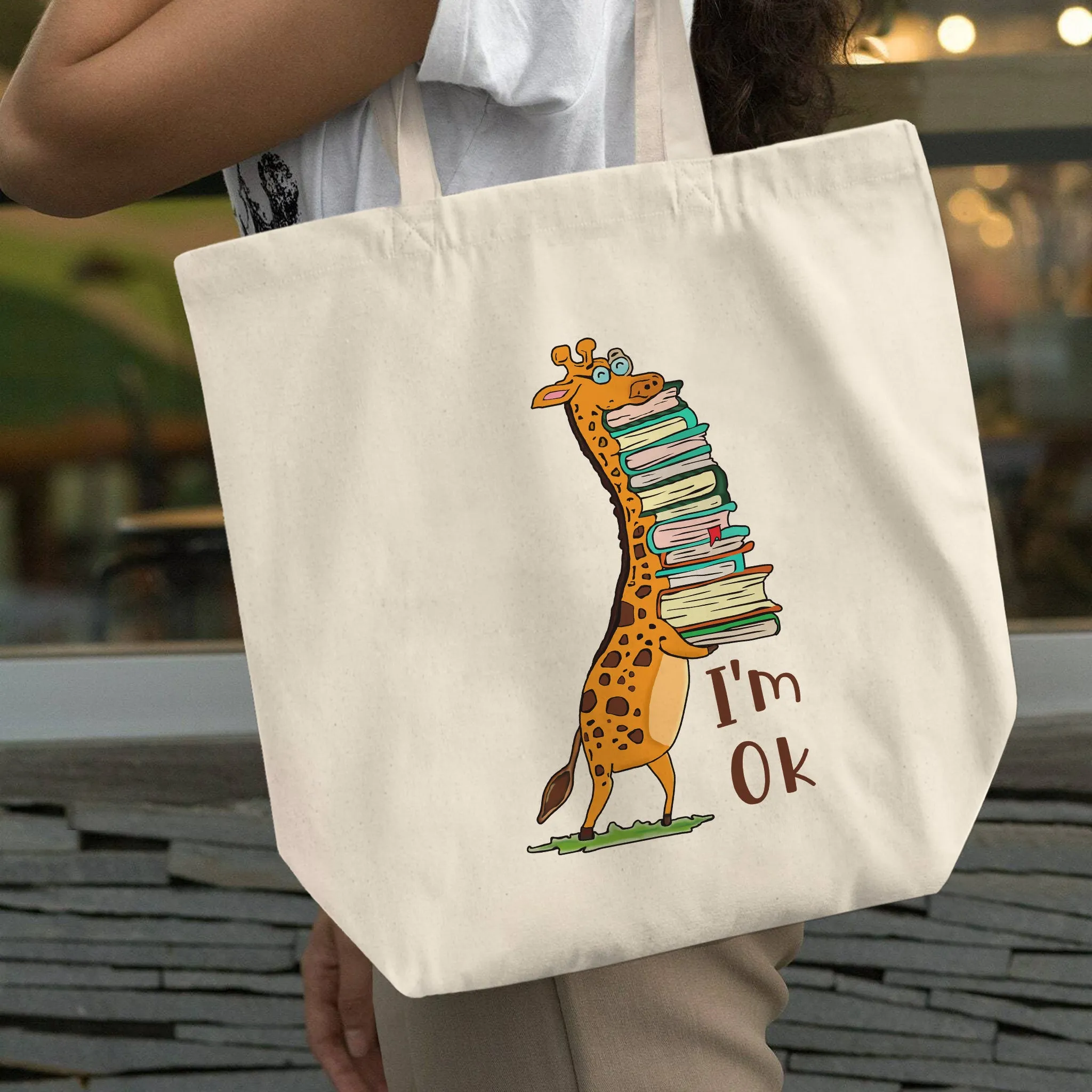 I'm OK It's Fine I'm Fine Everything's Fine Giraffe Book Lovers Gift TBW123