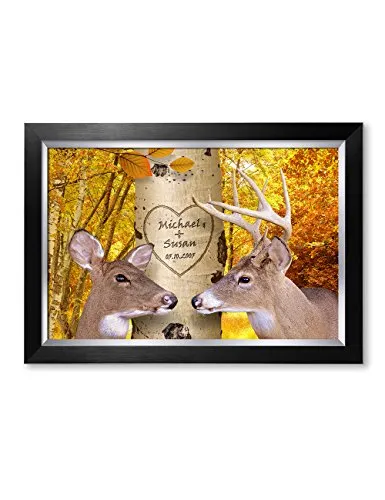 IPIC - "Oh My Dear, Personalized Artwork with Names and Date on, Perfect Love Gift for Anniversary,Wedding,Birthday and Holidays. Picture Size: 24x16, Framed Size: 27x19