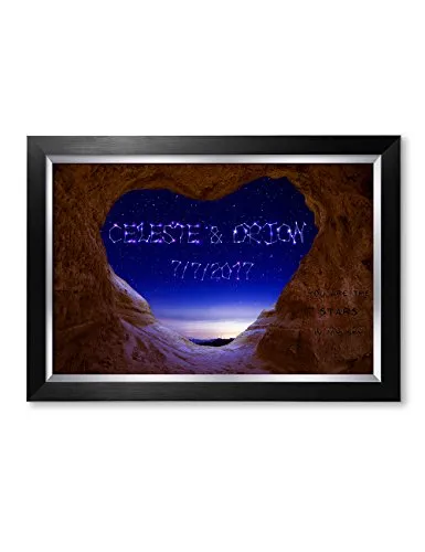 IPIC - "Written in The Stars Personalized Constellation Artwork for Romantic Anniversary and Wedding Gifts; Picture Size: 24x16, Framed Size: 27x19