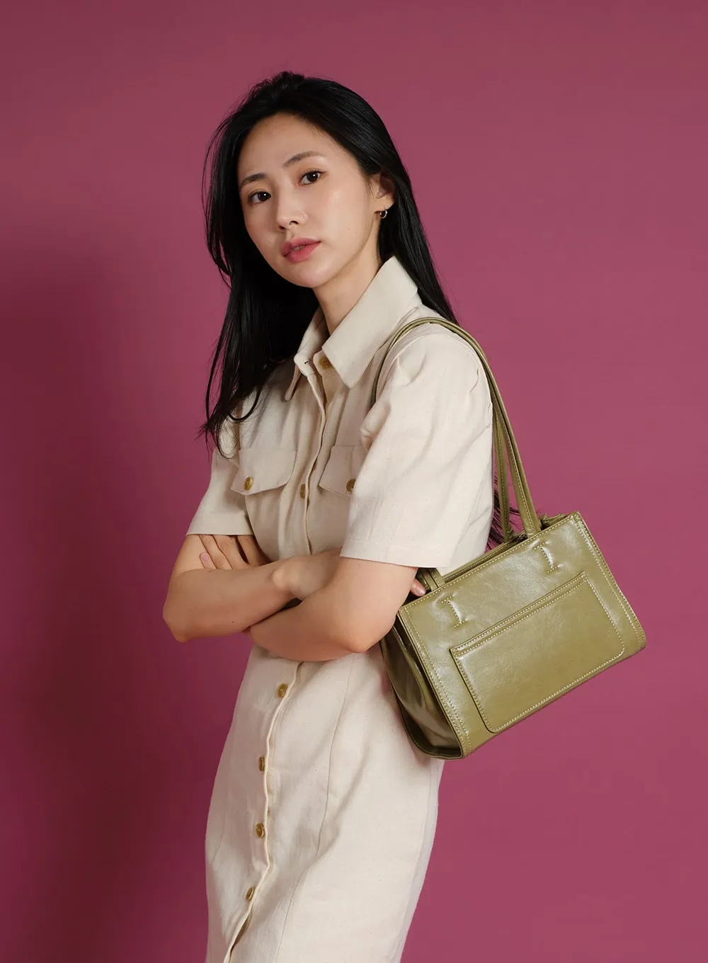 Pocket-Detail Square Shoulder Bag OY24