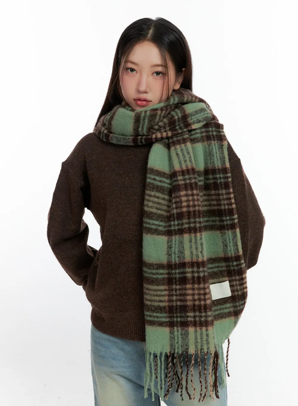 Polyester Checkered Wrap Scarf CN411