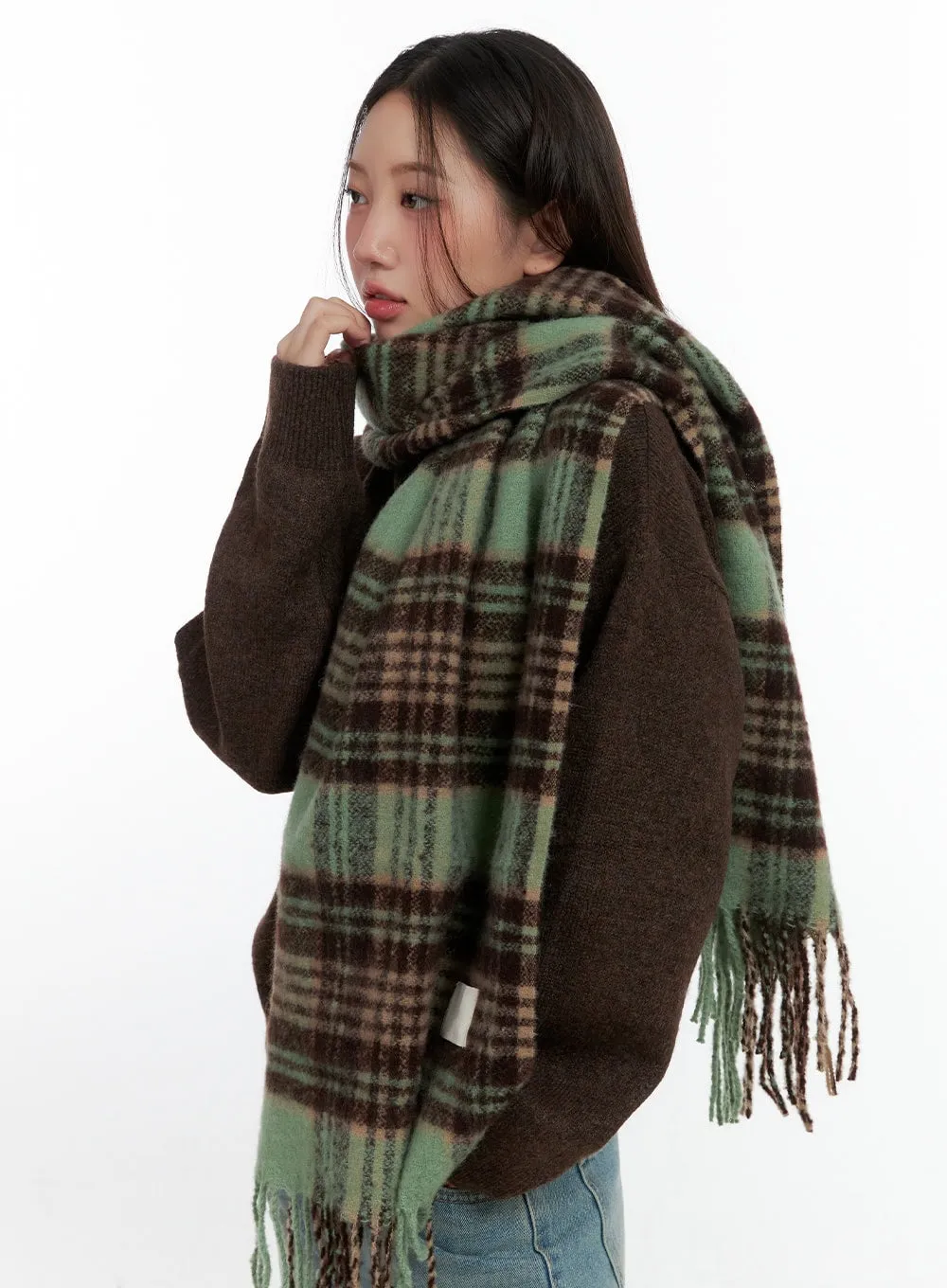 Polyester Checkered Wrap Scarf CN411