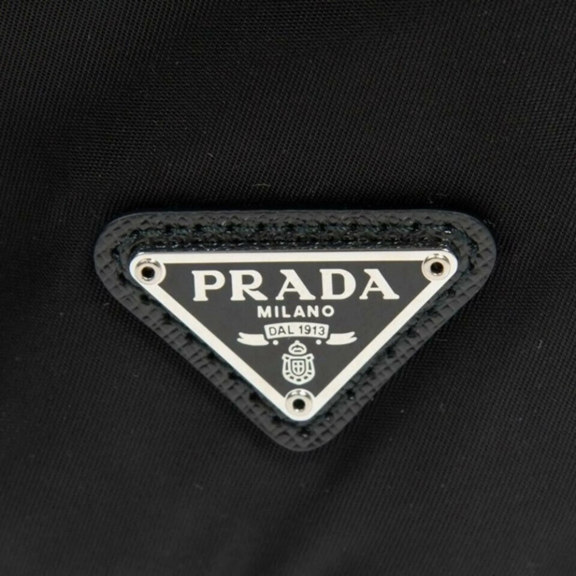 Prada Black Tessuto Nylon Triangle Logo Drawstring Bucket Bag