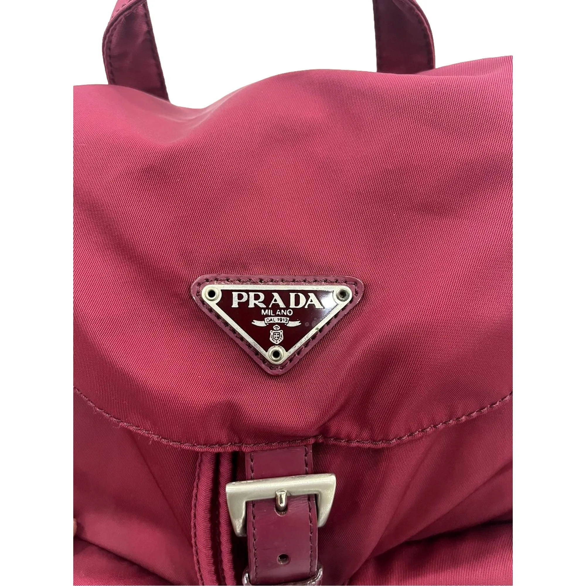 Prada Re-Edition Re-Nylon Drawstring Backpack Fuoco Burgundy Red Medium Womens