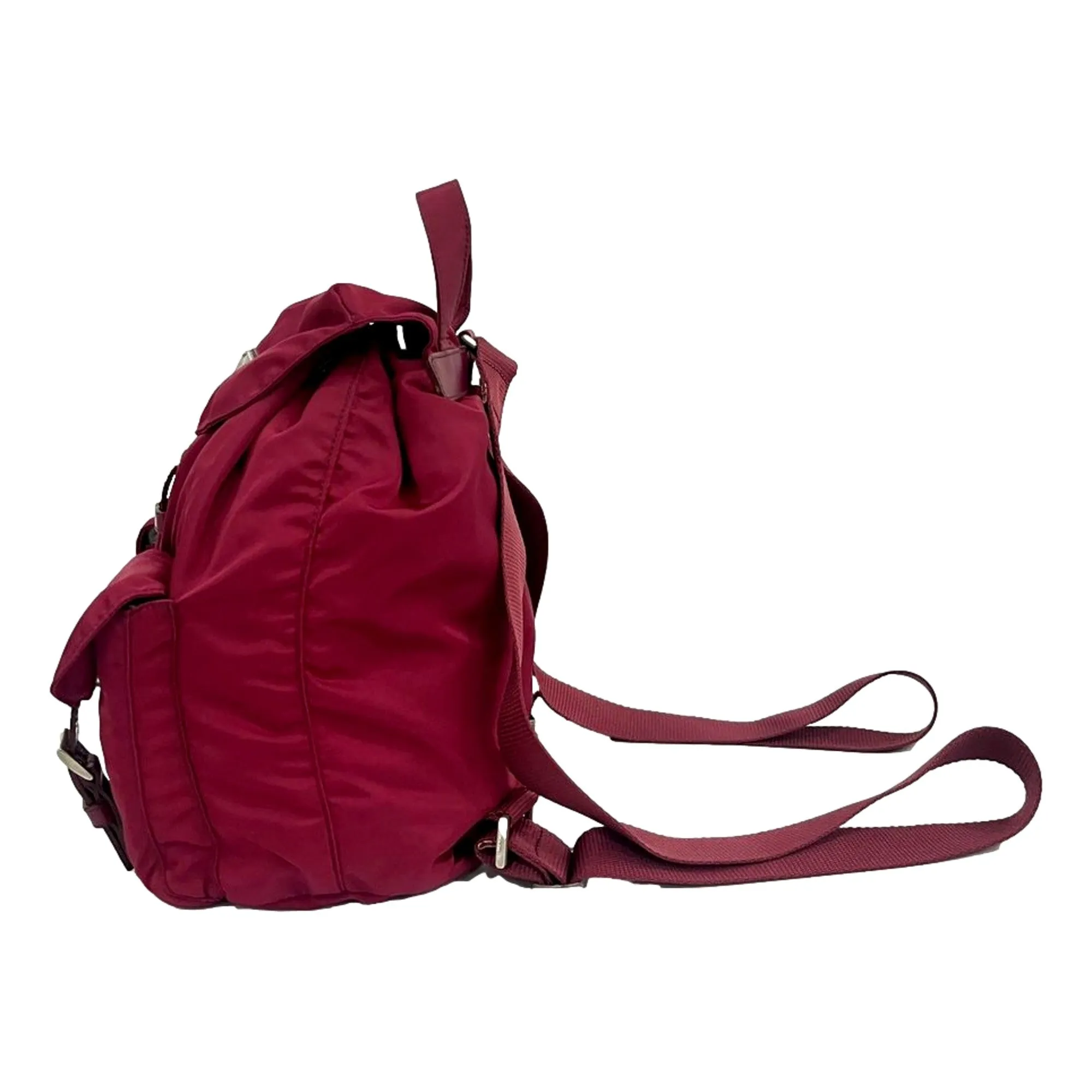 Prada Re-Edition Re-Nylon Drawstring Backpack Fuoco Burgundy Red Medium Womens