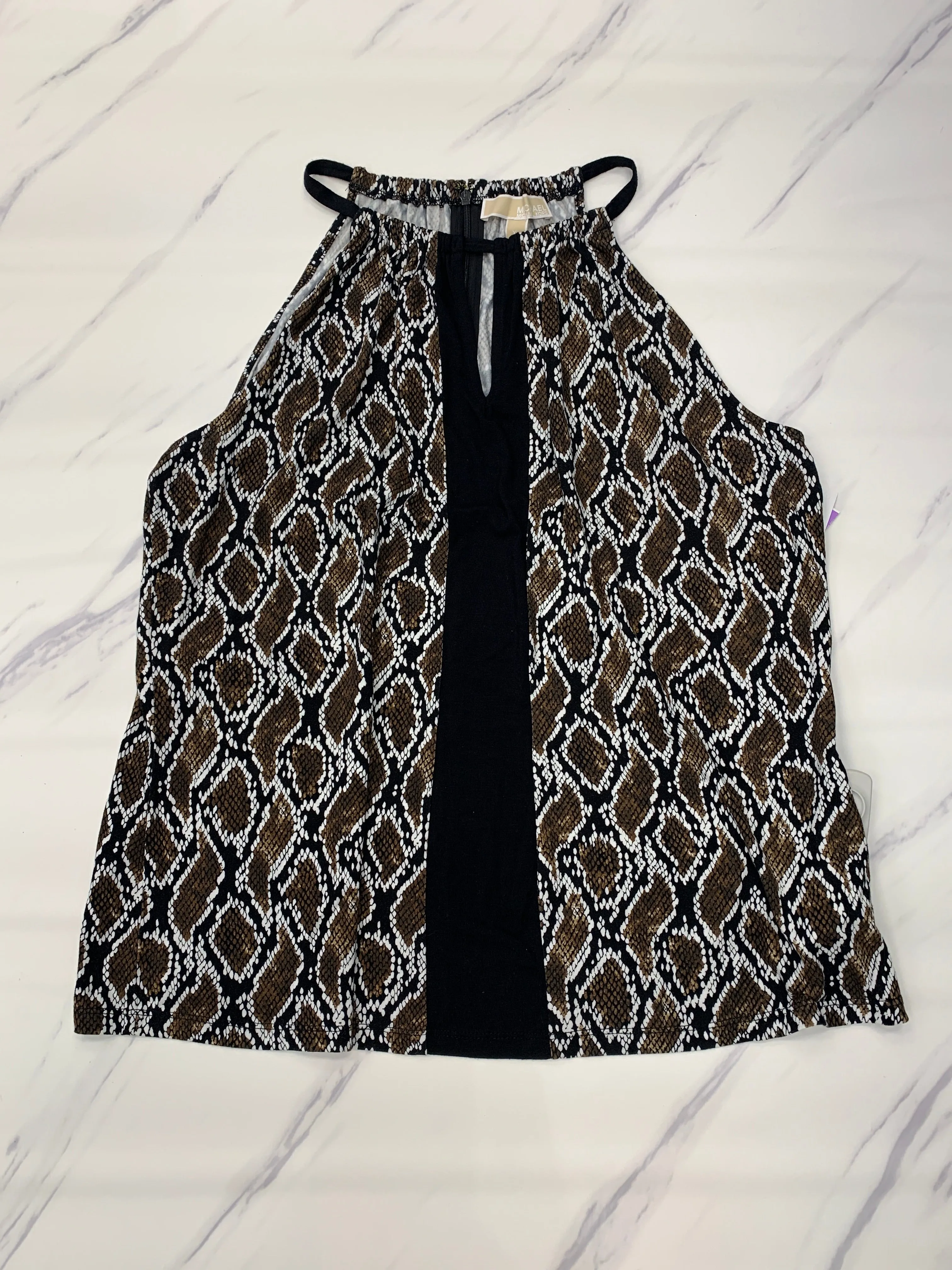 Snakeskin Print Top Sleeveless Michael By Michael Kors, Size Xl