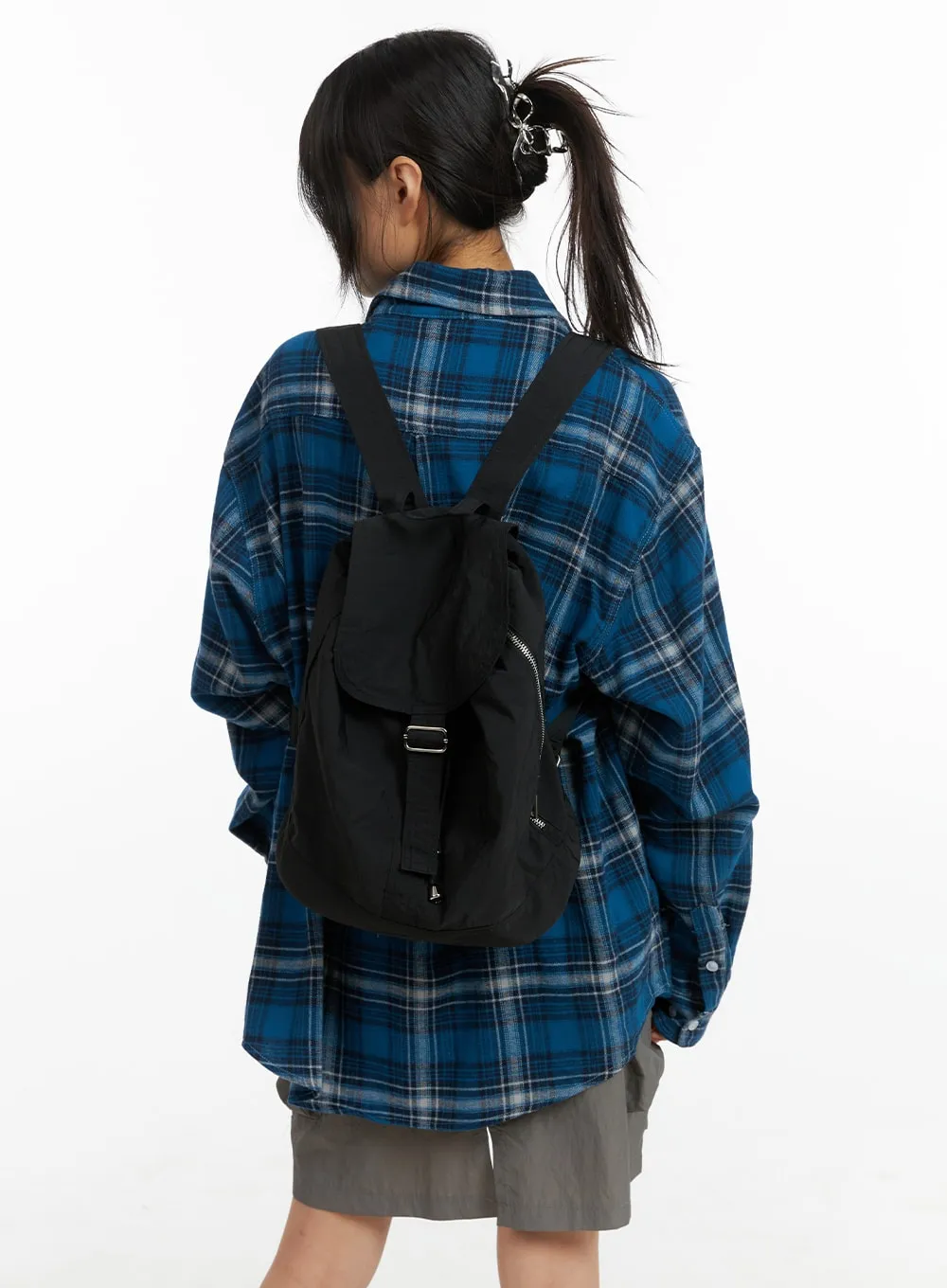 Solid Nylon Buckle Backpack CM413