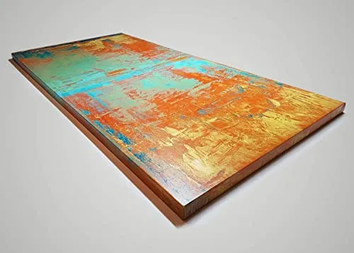 Southwest Style Abstract Canvas Print - Bohemian Art for the Home - Orange, Gold, Blue -"Cabo" (16" x 30", Canvas)