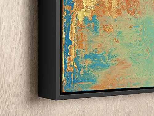 Southwest Style Abstract Canvas Print - Bohemian Art for the Home - Orange, Gold, Blue -"Cabo" (16" x 30", Canvas)