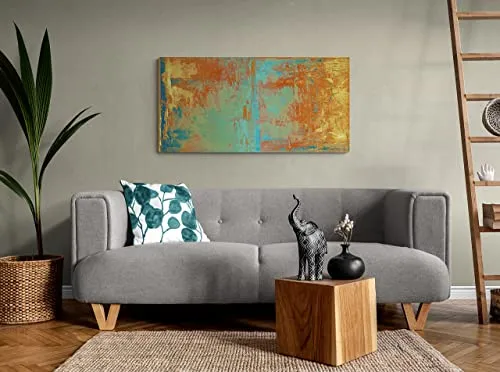 Southwest Style Abstract Canvas Print - Bohemian Art for the Home - Orange, Gold, Blue -"Cabo" (16" x 30", Canvas)