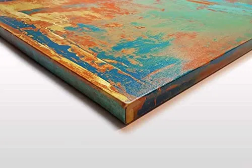 Southwest Style Abstract Canvas Print - Bohemian Art for the Home - Orange, Gold, Blue -"Cabo" (16" x 30", Canvas)