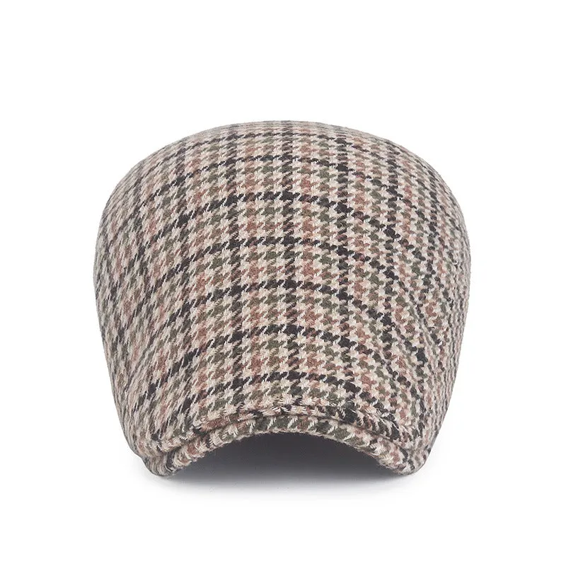 Thousand Birds Plaid Cap Men's Vintage Beret