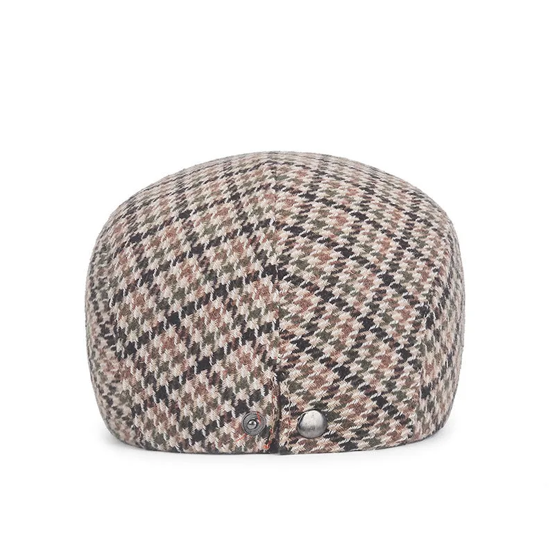 Thousand Birds Plaid Cap Men's Vintage Beret