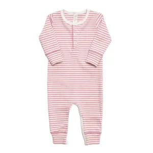 Tun Tun (Peru) - Pima Cotton Henley Jumpsuit - Mauve Stripes