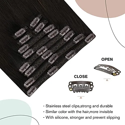 Ugeat Clip in Hair Extensions Human Hair Clip in 20 Inch Human Hair Clip in Extensions 10PCS Balayage #2/6/12 Brown to Blonde Double Weft Clip on Hair Extensions Human Hair