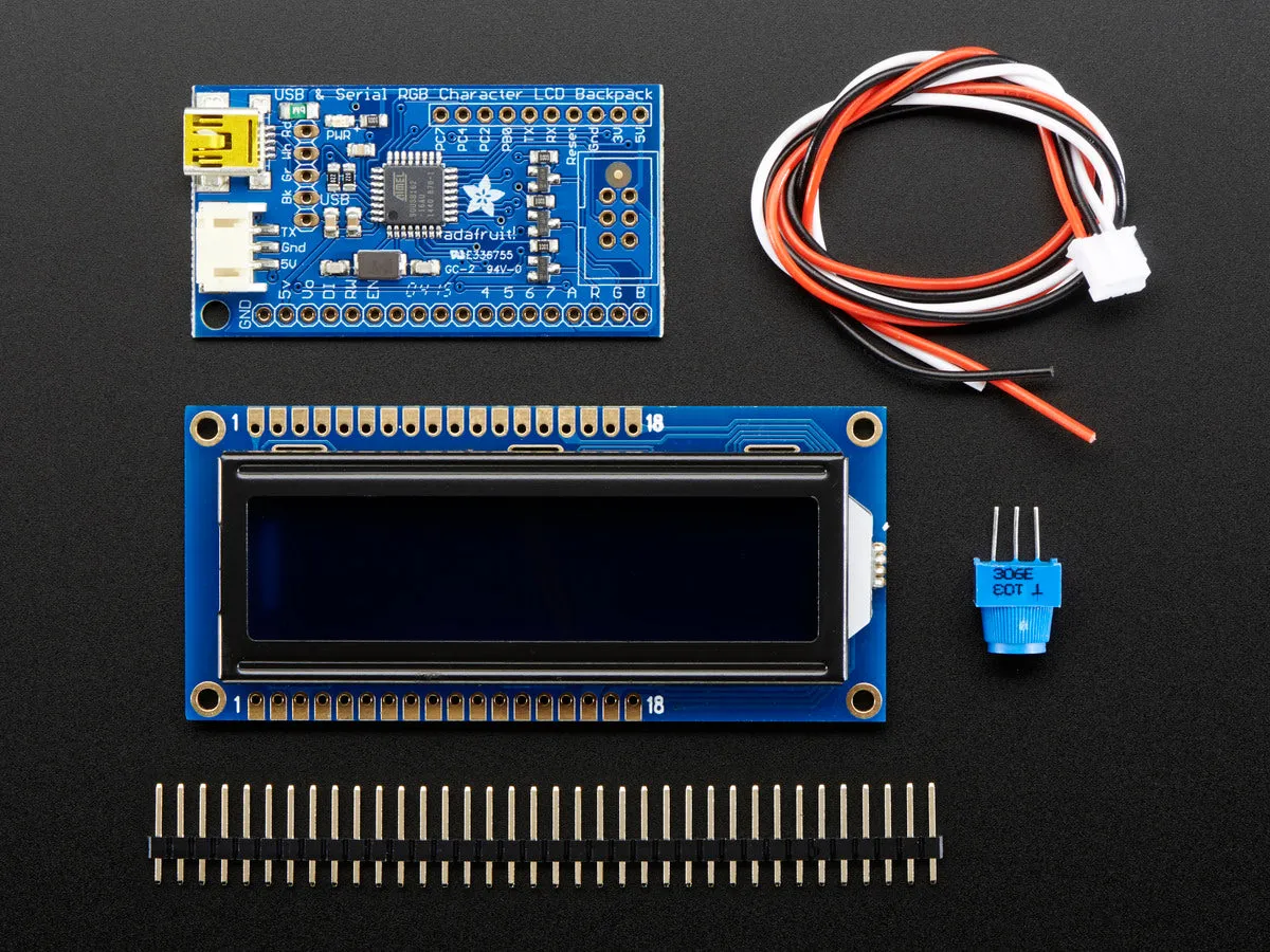 USB   Serial Backpack Kit with 16x2  RGB backlight negative LCD