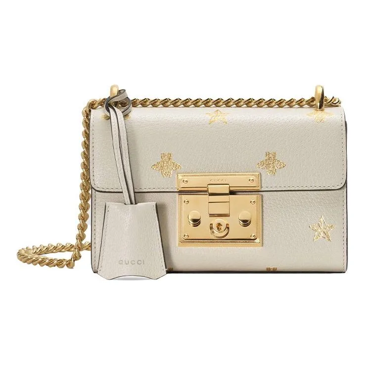 (WMNS) GUCCI Padlock Bee Star Small-Sized Single-Shoulder Bag White 432182-DJ2LG-8711