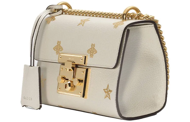 (WMNS) GUCCI Padlock Bee Star Small-Sized Single-Shoulder Bag White 432182-DJ2LG-8711